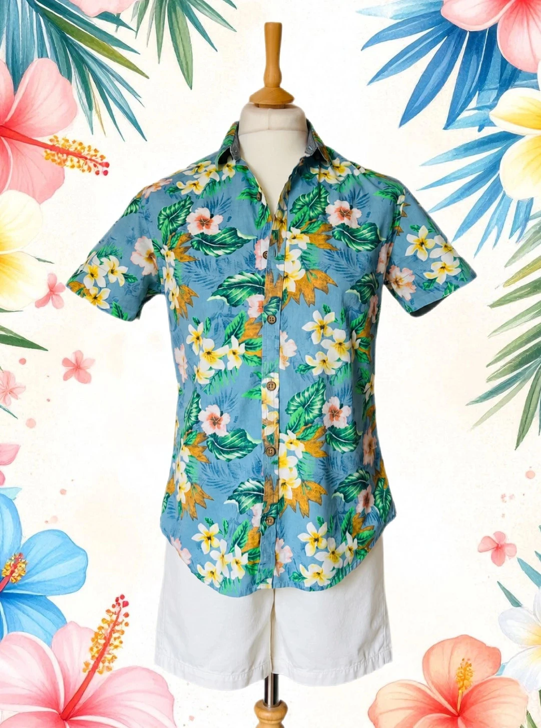 🌴🌺100% cotton Hawaiian beachwear tropical floral shirt Size M🦜🌸 – photo 2